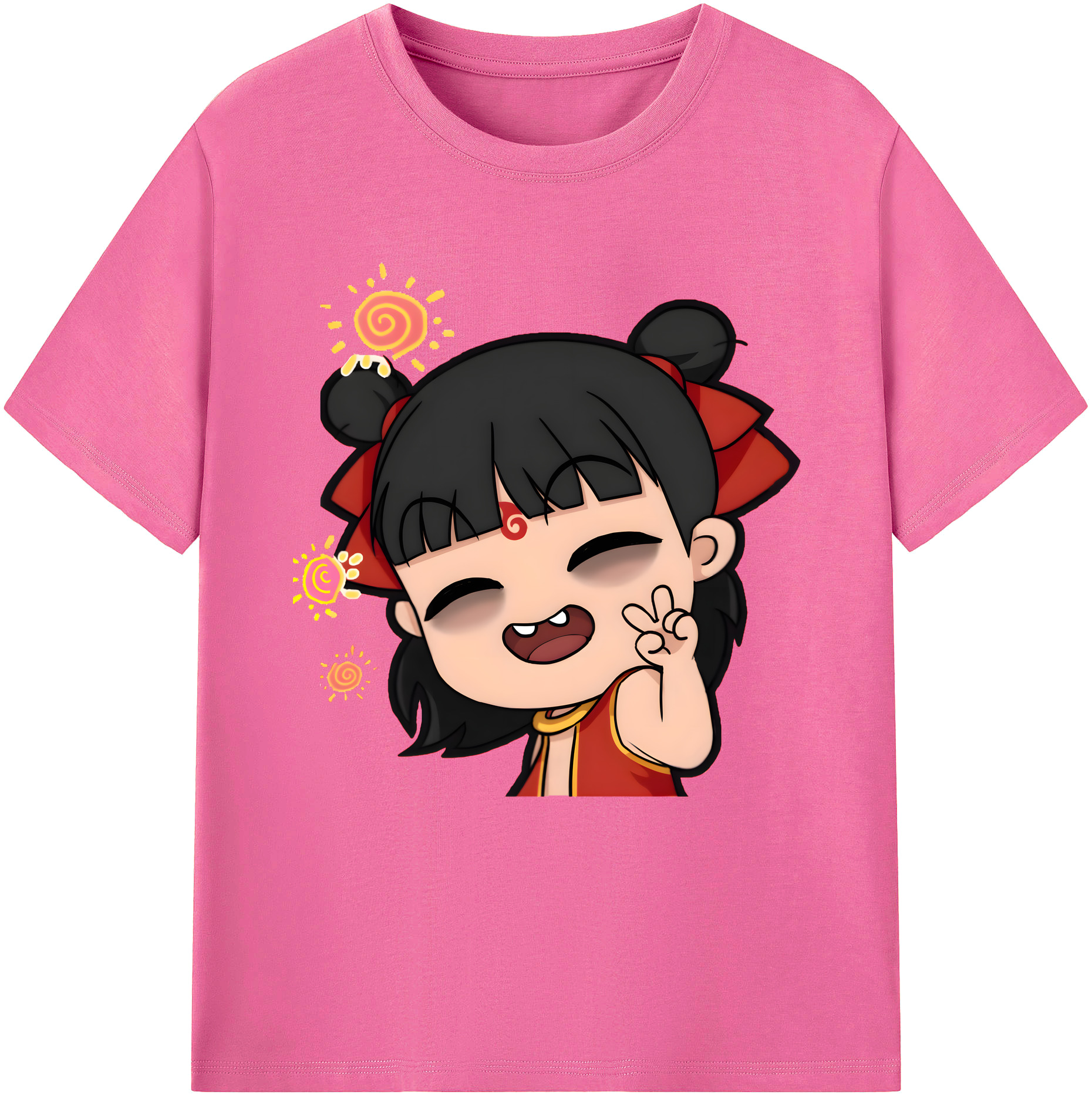 （画像用） Ne Zha 2 ナタ 魔童の大暴れ レディースカジュアルプリントTシャツ（綿100％）